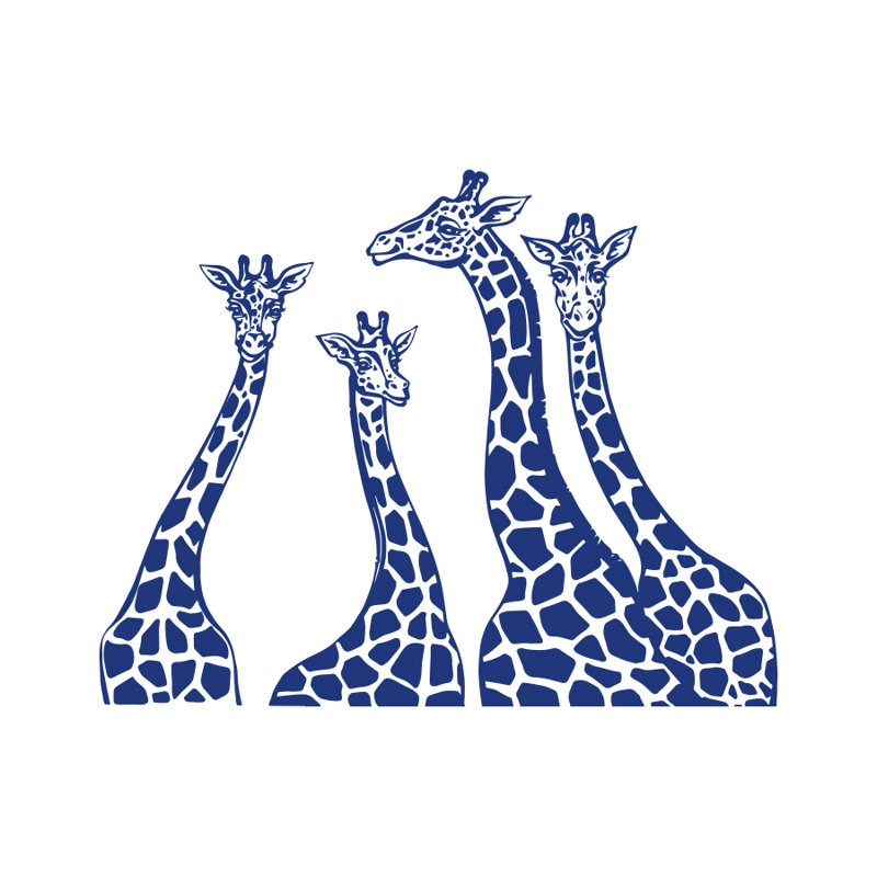 Adhésif décoratif famille girafe, Bleu