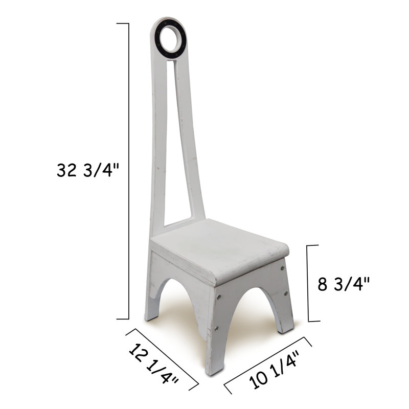 Tabouret d'appoint en bois massif Feeny, Blanc