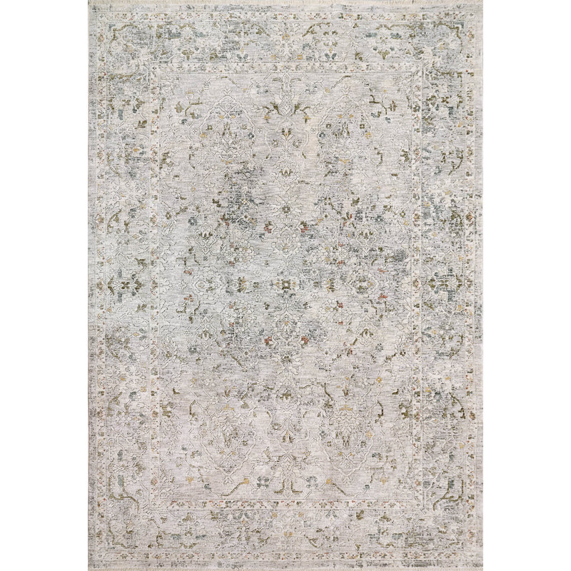 Abstract Area Rug in Grey/Ivory, Rectangle 9' x 13'