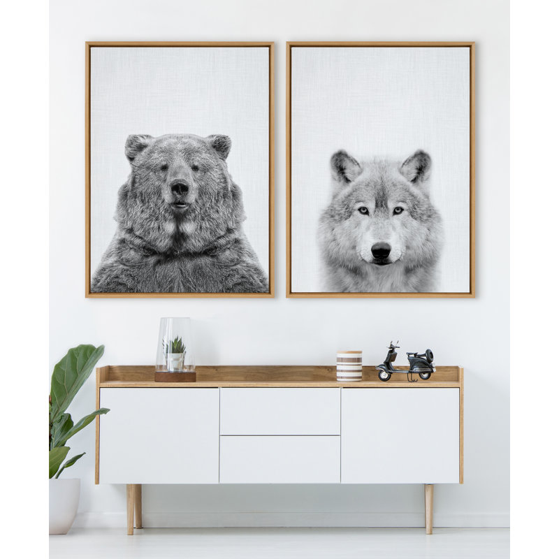 «Bear European» par Simon Te, reproduction d'art sur toile encadrée, Tanné, H 31,5 po x l 41,5 po