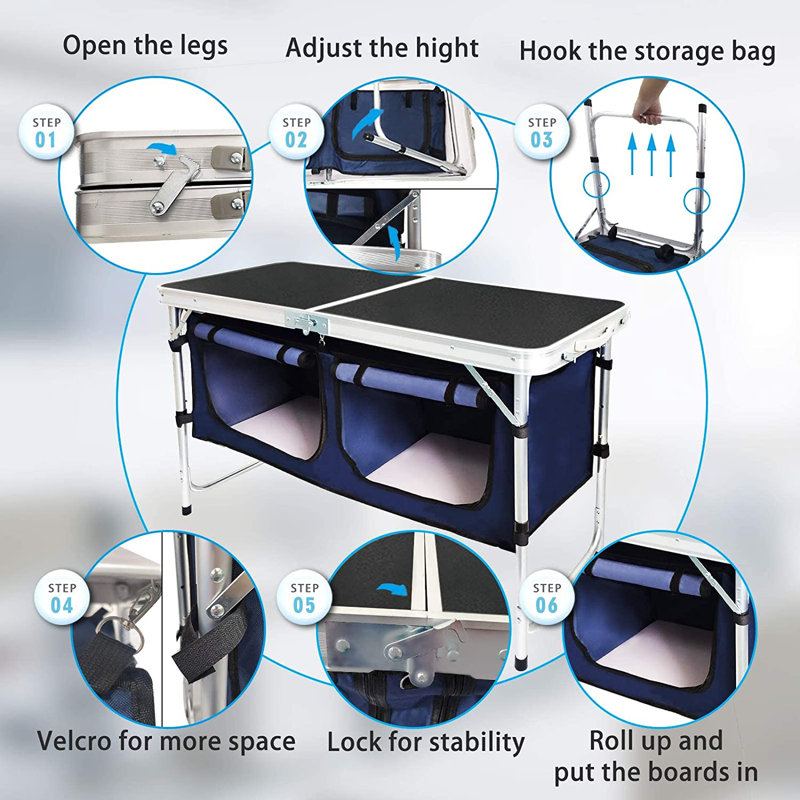 Table pliante portative ajustable 47,24 po