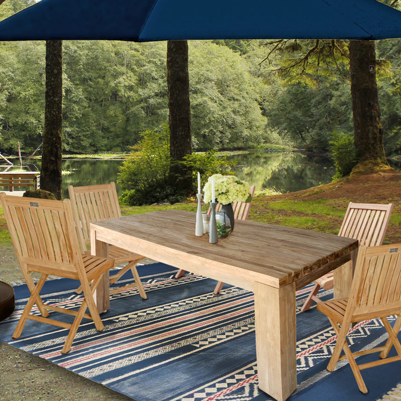 Trahan Teak Solid Wood Dining Table, 31" H x 87" L x 39.5" W