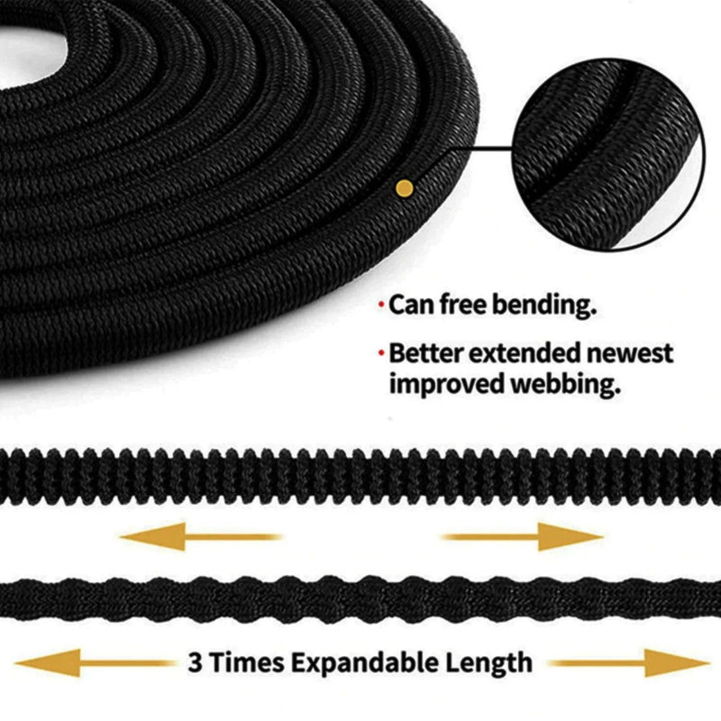 Enrouleur de tuyau de jardin extensible, 25', Noir