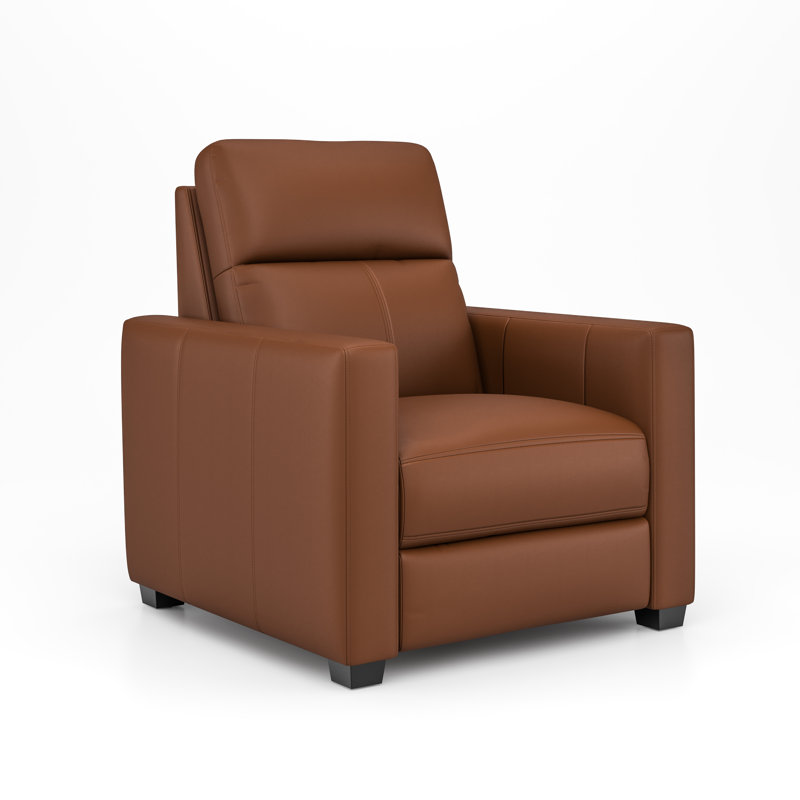Broadway 34" Leather Power Club Recliner, Cinnamon Leather Match