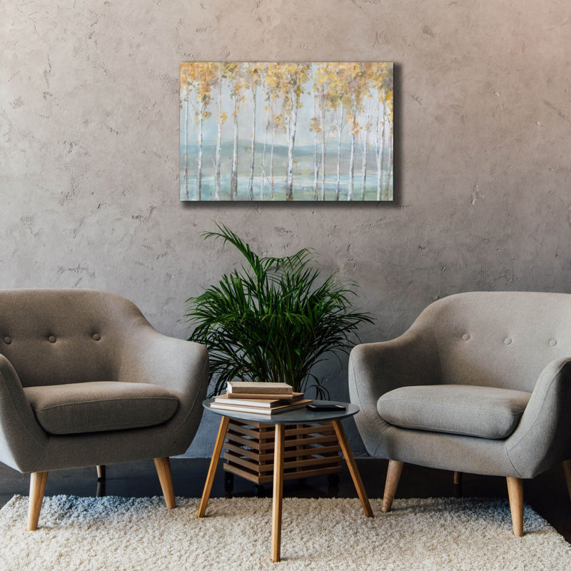 «Lakeview Birches» par Danhui Nai, art mural sur toile, H 26 po x l 40 po