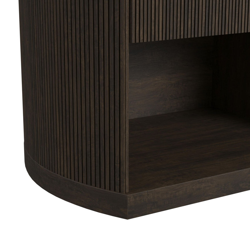 Rimmer 1-Drawer Nightstand with Touch Light in Dark Brown LED