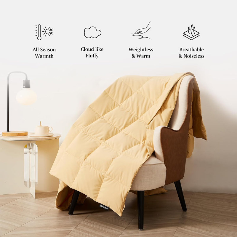 Packable Down Throw Blanket for Couch