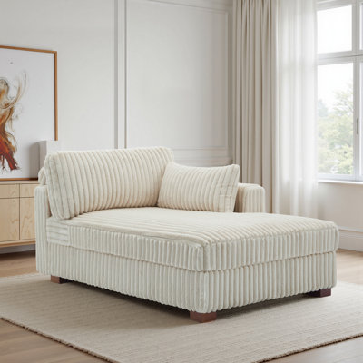 Bentura Oversized Upholstered Faux Rabbit Fur Flannel Chaise Lounge with Armrests & Throw Pillows by Latitude Run