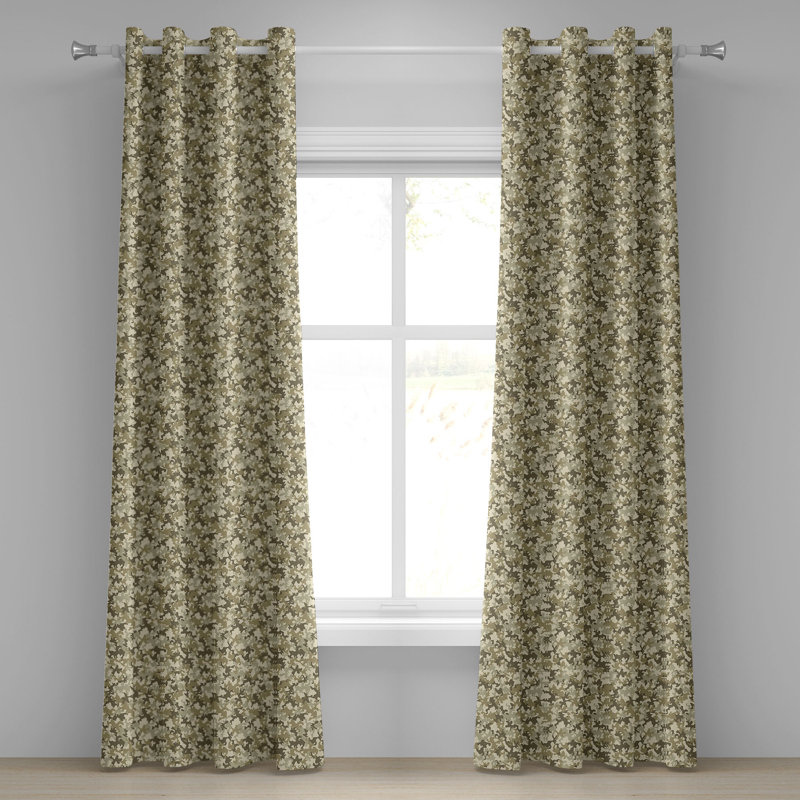 Rideau à œillets décoratif à 2 panneaux East Urban Home Camouflage, 50 po, vert olive kaki, L 50 po x L 108 po