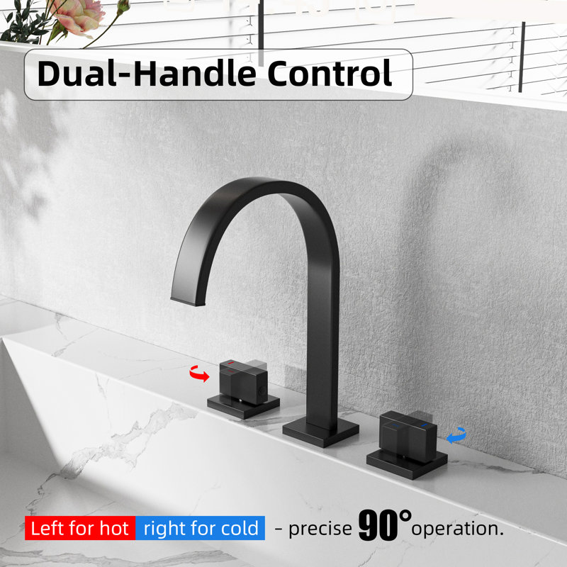2-Handle Widespread Bathroom Sink Faucet for 3 Hole, Matte Black, Drain Assembly Not Included
