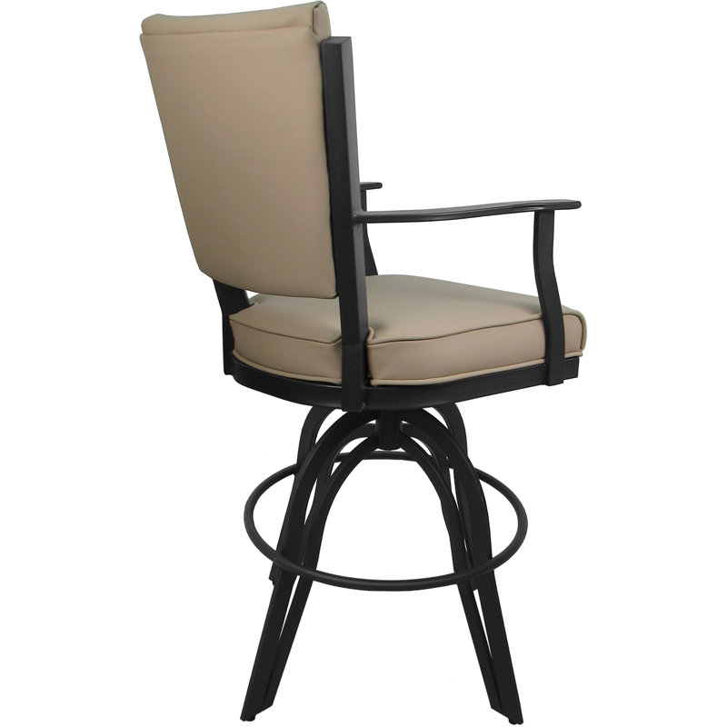 Tabouret de comptoir pivotant en cuir en métal - Siège de 26 po, Counter Stool (26" Seat Height), Gray, Tan
