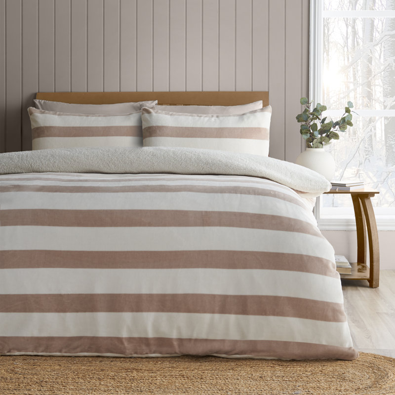 Cosy Sherpa Stripe Duvet Cover Set, Double