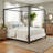 Stravon Modern Industrial Metal Canopy Bed with Bouclé Upholstered Headboard-125238878