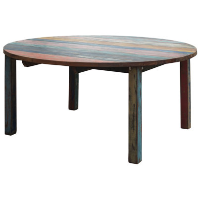 Eleni Teak Round Solid Wood Top with Solid Wood Base Dining Table