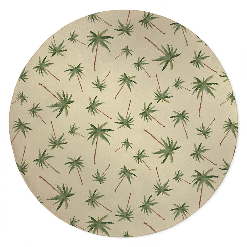 Summer Palms Outdoor Rug, Round 5'