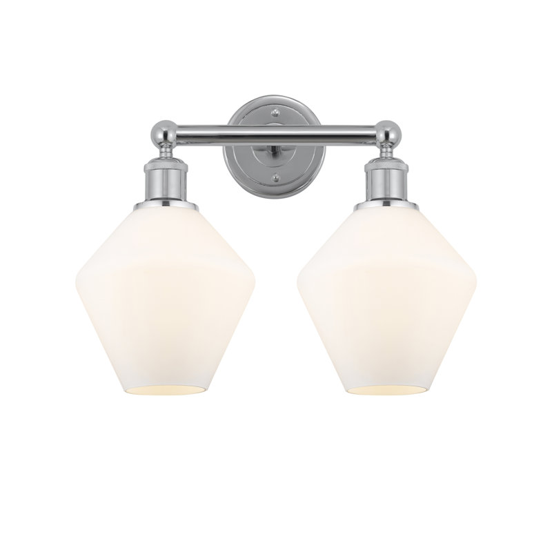 Éclairage pour meuble-lavabo à intensité variable 2 lumières Amylea, Chrome poli, Boîtier blanc mat
