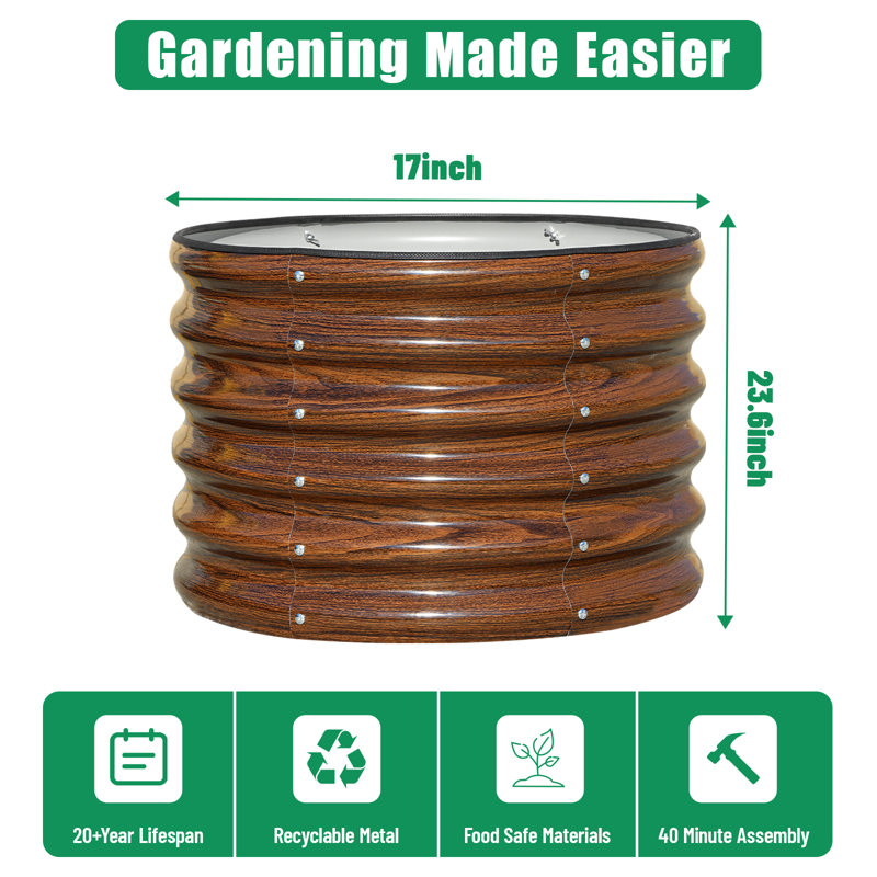Grand lit de jardin surélevé en métal galvanisé de 18 po (paquet de 3), boîte à fleurs ovale en métal 2 x 2 pi pour planter des légumes