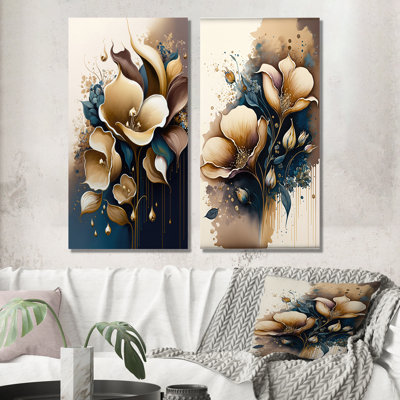 «Deep Blue Calla Lily Bouquet VI», 2 pièces sur toile