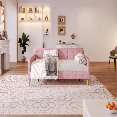 Twin Size Upholstered Daybed With 4 Support Legs