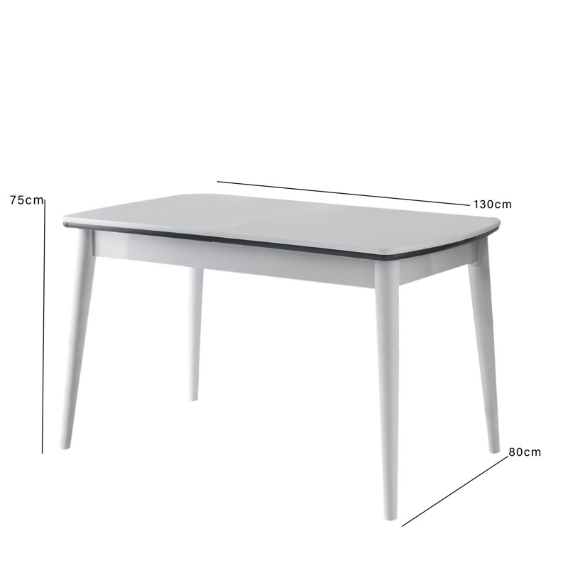 Extendable Dining Table, Modern White Design, 51.2 x 31.5 x 29.5 inches (Extended Width: 63.0 inches) | 100% MDF with Plastic Legs, 77.2 lbs Bearing Capacity | Perfect for Family Gatherings & Contemporary Dining Rooms