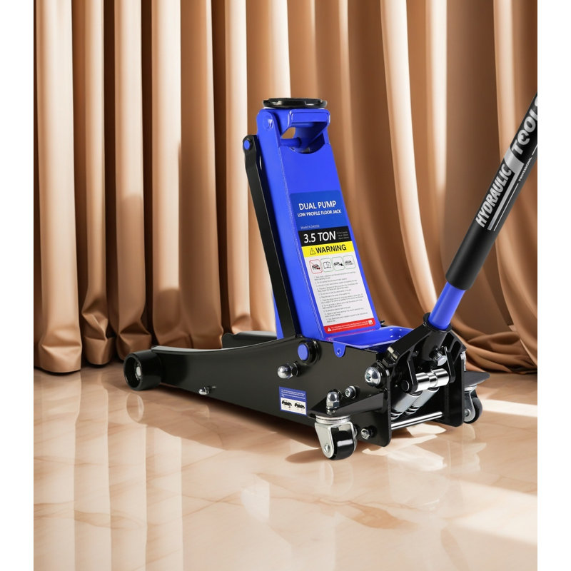 Cric de plancher hydraulique avec dispositif de levage rapide à double pompe, Rouge
