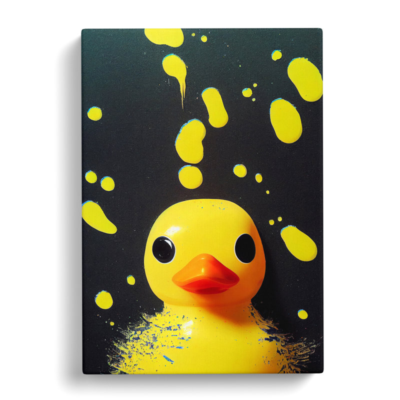 Rubber Duck Splatter - Wrapped Canvas, 50cm H x 35cm W x 3cm D