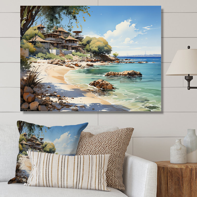 Negril Beach, Jamaïque I - Coastal Beach Sand, art encadré, 16" H x 32" W, Toile tendue