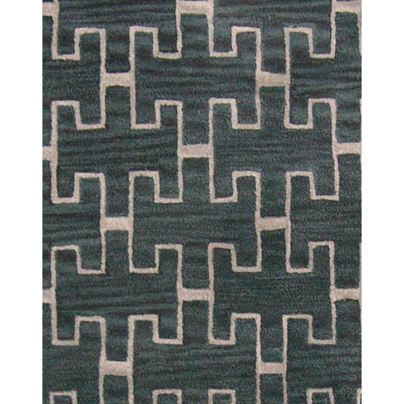Tapis noir / blanc en laine touffeté à la main à motif géométrique Ripon, Rectangle 4 pi x 6 pi