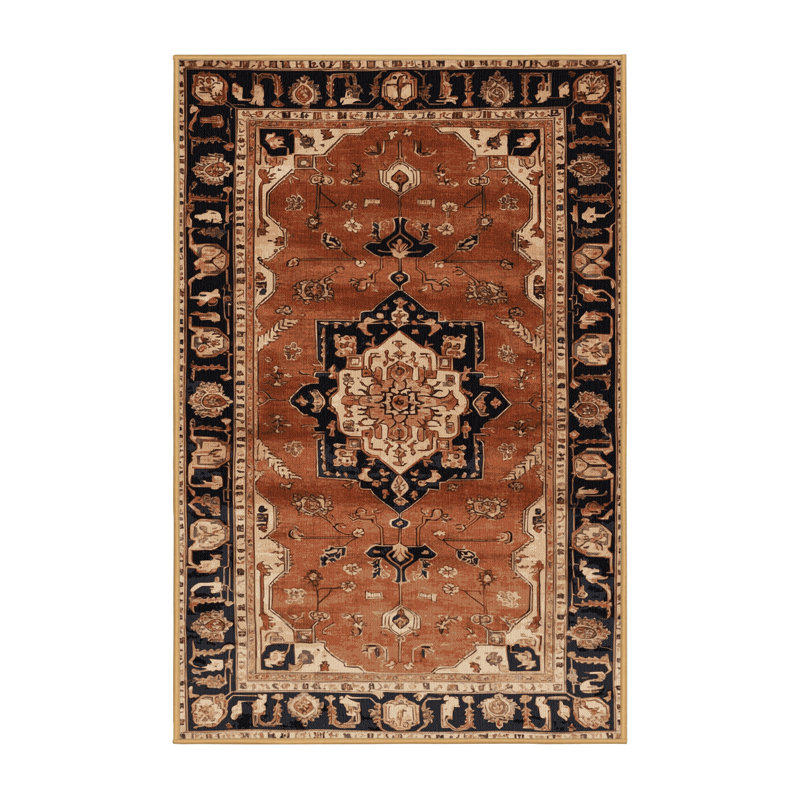 Tapis brun lavable à la machine, Rectangulaire 7 pi x 10 pi