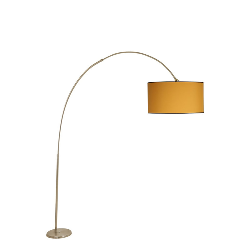 Lampe sur pied de style scandinave à hauteur réglable, corps en métal jaune, 63,0 à 86,6 pouces | Revêtement chromé mat | Douille E27, 40 W maximum | Éclairage moderne pour la maison et le bureau