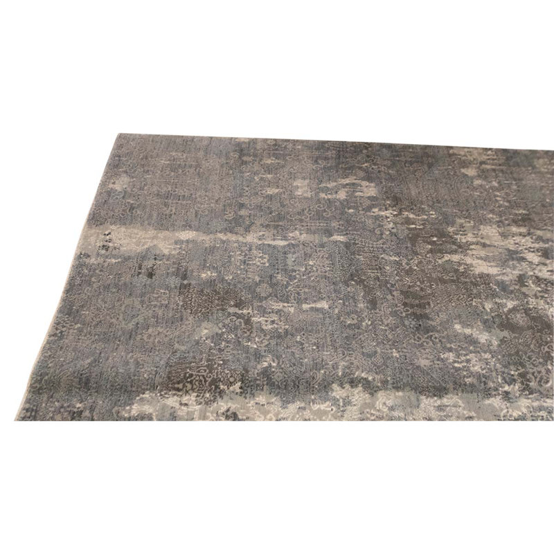 Tapis gris / beige noué à la main de haute qualité et unique en son genre