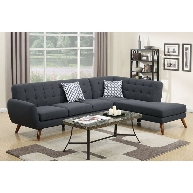 Millette Upholstered Sectional Right Hand Facing, Ash Black