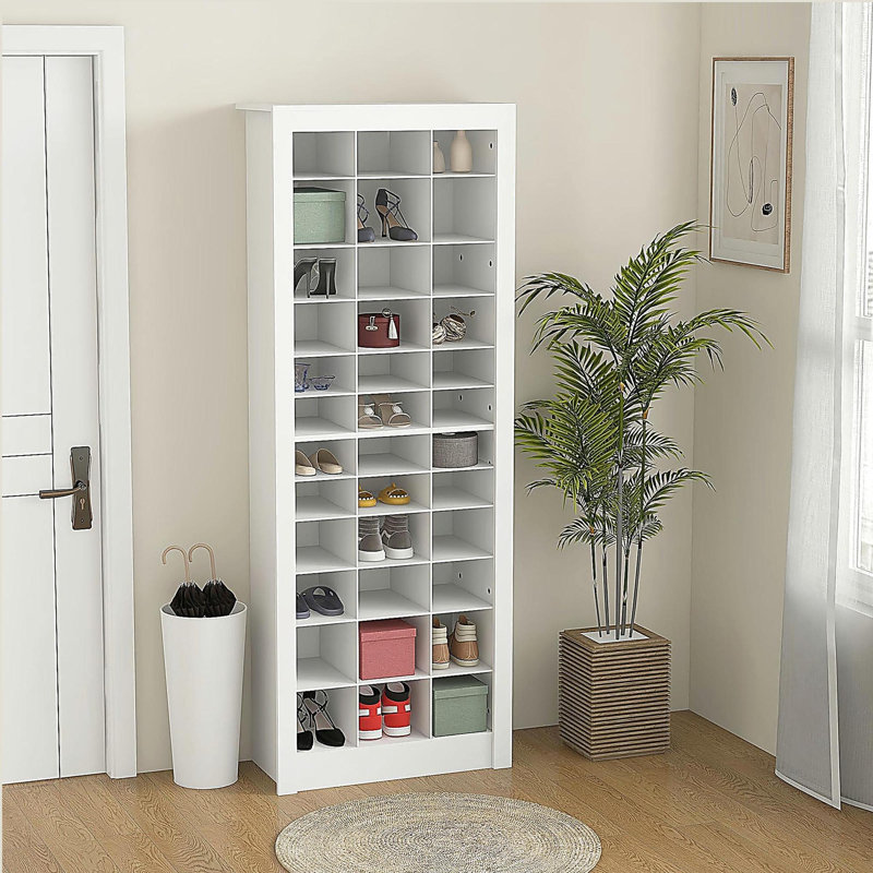 Rangement pour chaussures 71 po, range-chaussures étroit pour vestibule avec cubes ouverts