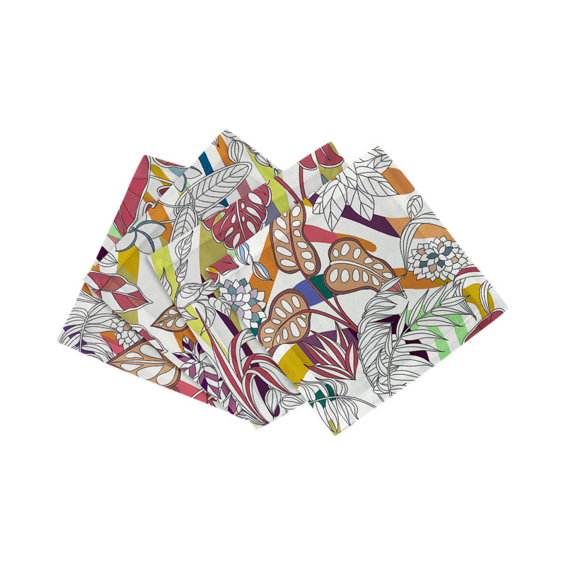 Sabi Jungle Cotton Sateen Cocktail Napkins, Cherry