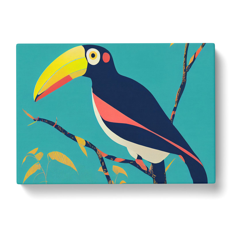 Quirky Toucan Bird Abstract - Wrapped Canvas