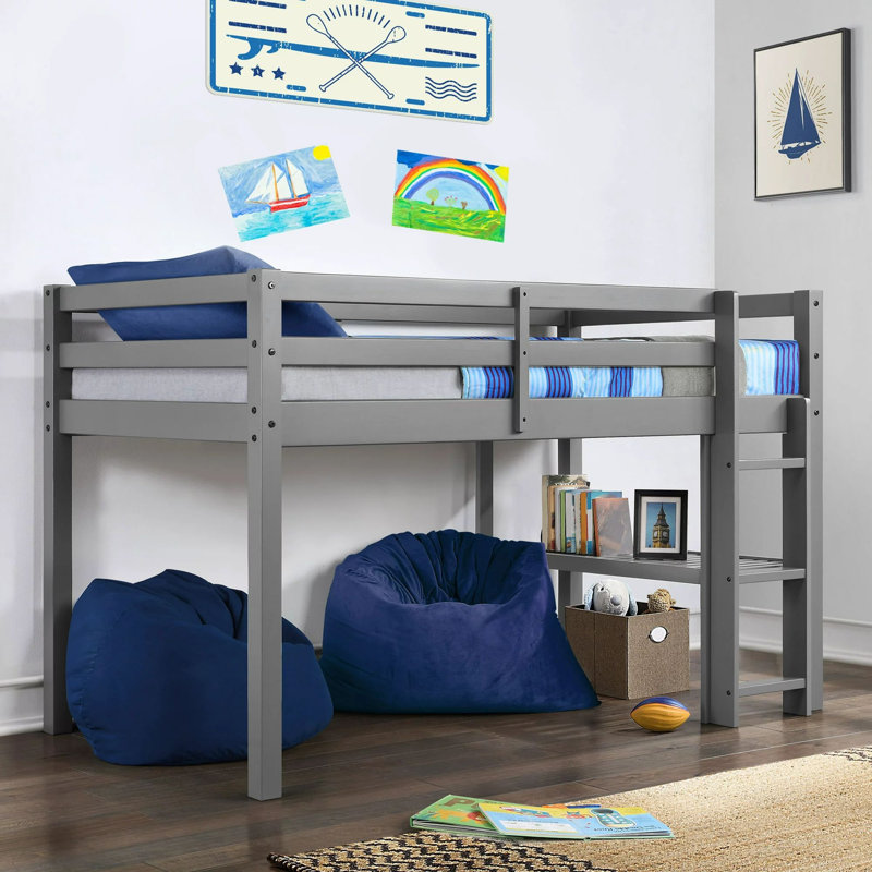 Lit mezzanine standard en bois massif avec tablettes Gjermund par Harriet Bee