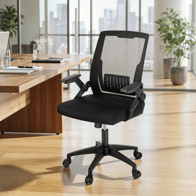 Mesh Home Office Task Chair With Flip-Up Arms, Breathable Mesh Back & Thick Seat Cushion 260 Lbs Capacity Swivel Desk Chair