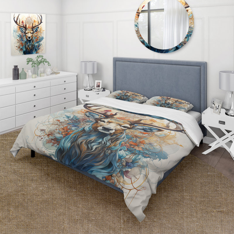 Ensemble de housse de couette Deer, Housse de couette simple et deux taies décorative