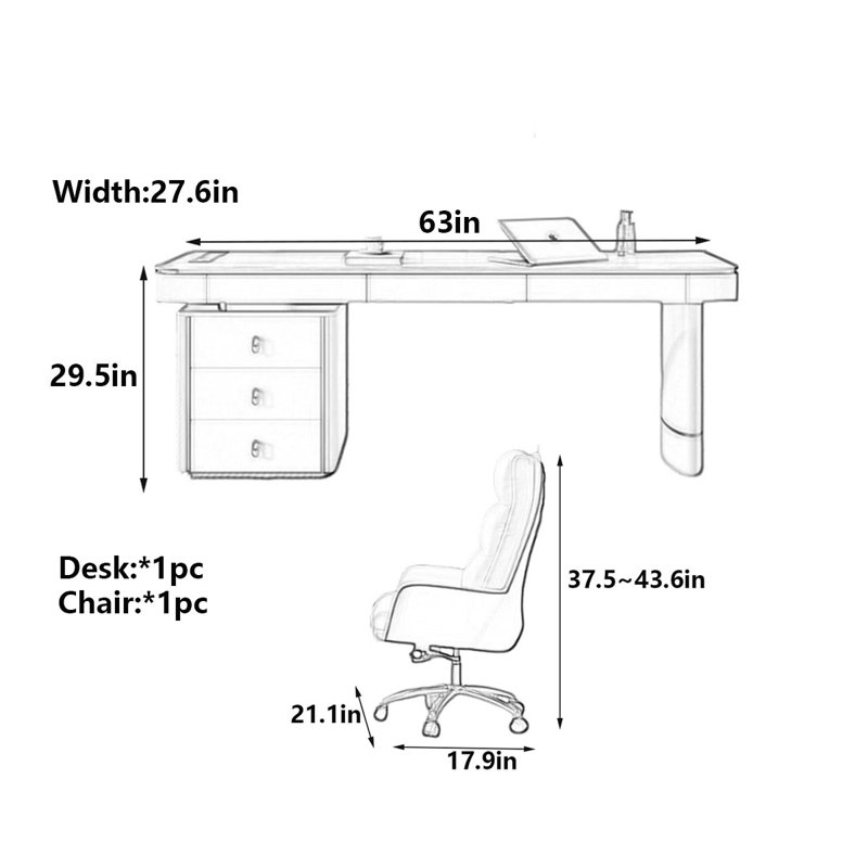 Dittmer, H 29,5 po x l 63 po x P 27,6 po