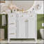 Meuble-lavabo moderne avec lavabo en céramique et options de rangement polyvalentes-1891549910