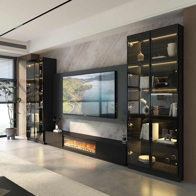 172”W TV Stand Entertainment Center With Fireplace