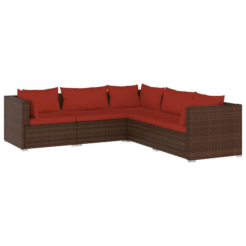 5 Piece Lounge Sofa Seating Group, Cinnamon red, Brown