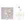 Ladora 63-light gold metal frame LED chandelier with white acrylic diffusers