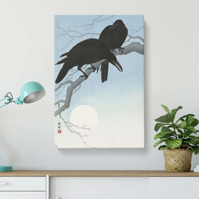 Two Crows by Ohara Koson - Wrapped Canvas