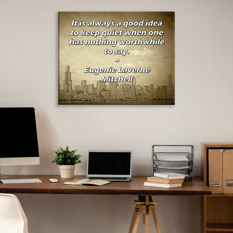Toile tendue sur toile ArtsyQuotes par Eugenie Laverne Mitchell: «C'est toujours une bonne idée de se taire quand on n'a rien à dire.
