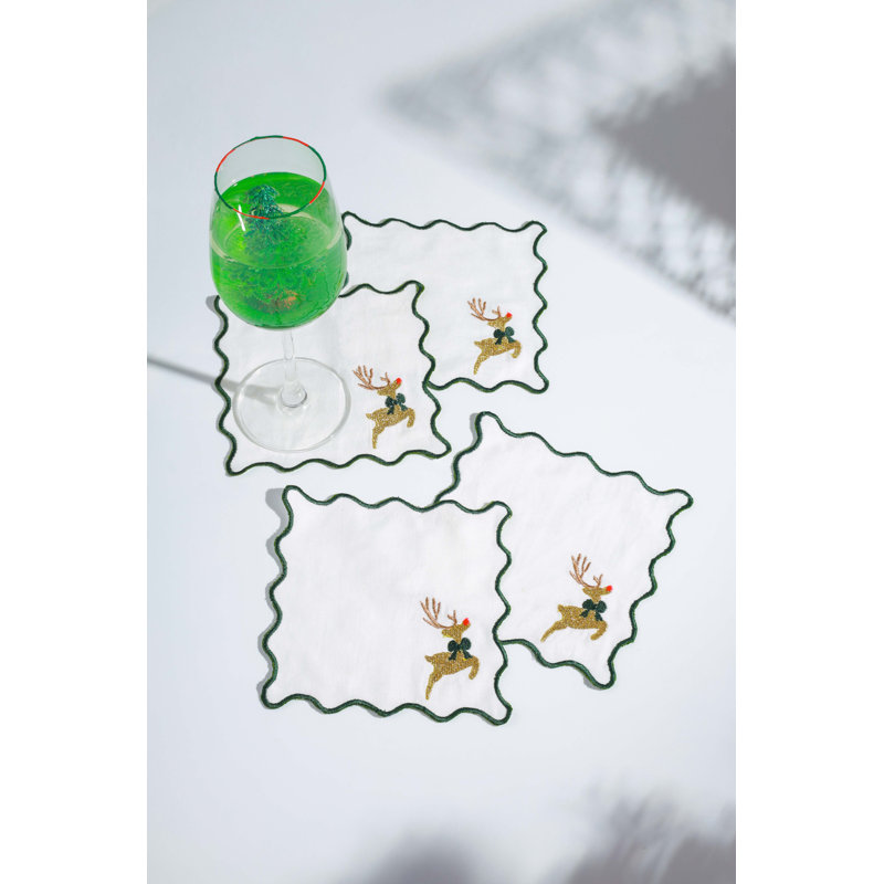 Ensemble de 4 serviettes de table brodées pruneaux