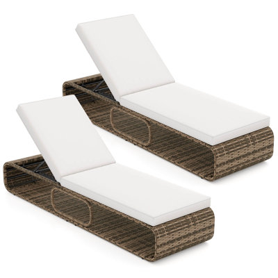 Outdoor Chaise Lounge Chair With Adjustable Backrest Cushion And Storage by Latitude Run