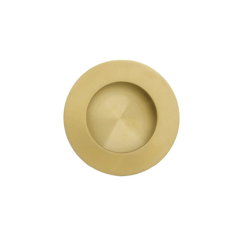 Plaque à tirer ronde, Laiton satiné, H 2,56 po x l 2,56 po x P 0,43 po