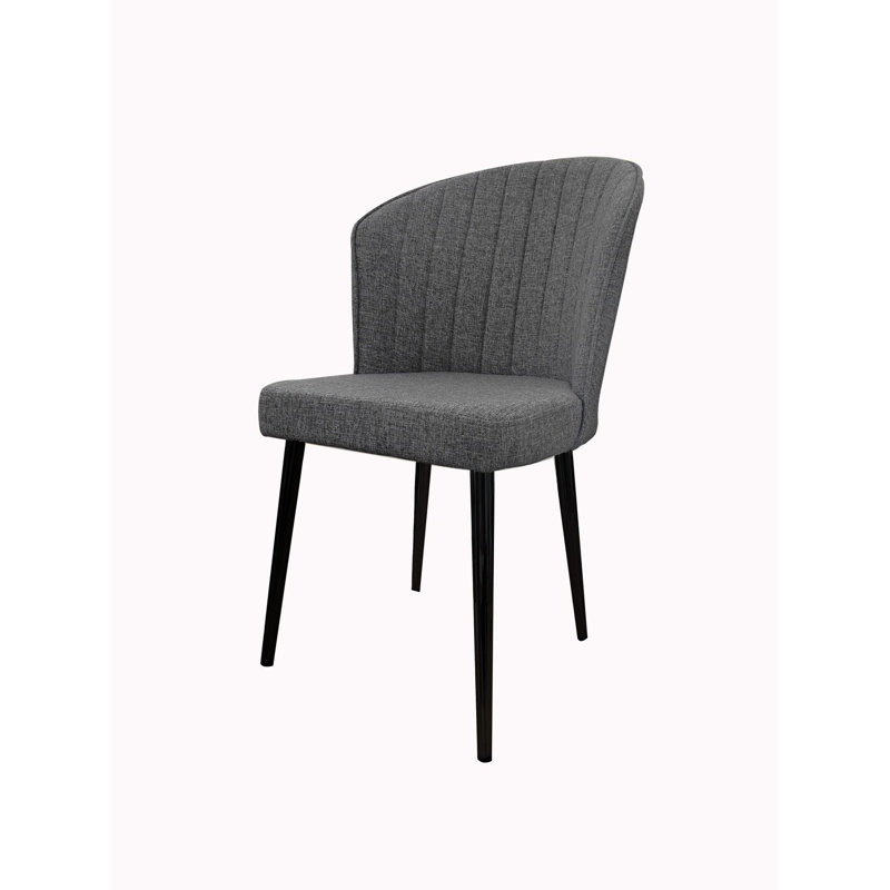 Modern Chair Set (2 Pieces), Grey & Black Tivoli Fabric, 20.5 x 33.5 x 16.5 inches | 100% MDF, Thickness: 0.7 inches | Sturdy Metal Legs, Stylish & Comfortable Seating for Living Room, Dining Room & Office