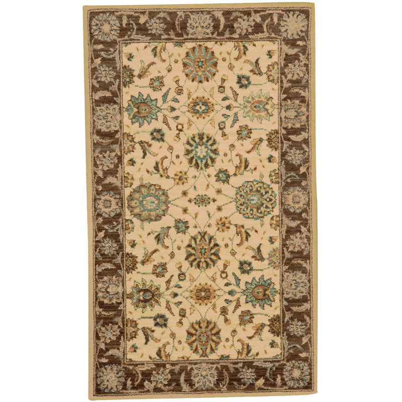 Tapis brun traditionnel Jessika, Rectangle 2 pi 6 po x 4 pi 3 po
